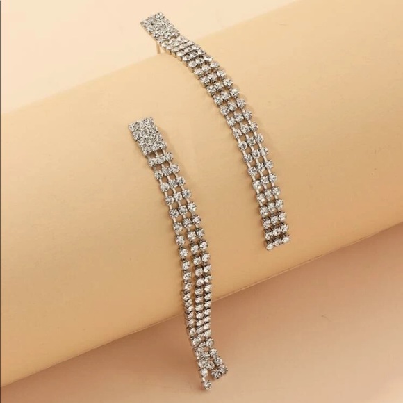 Rhinestone Fringe Earrings - Picture 4 of 5